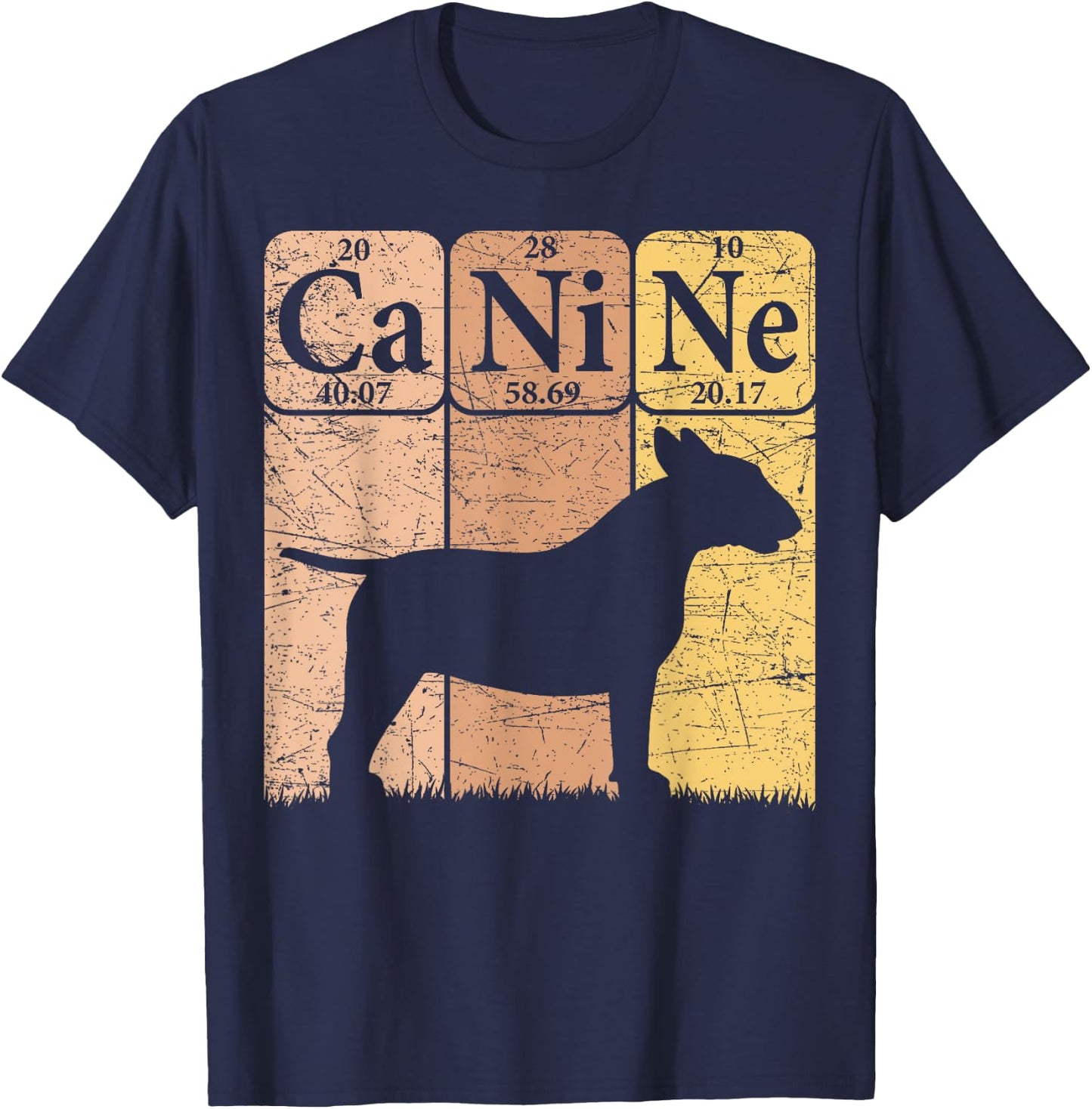 Bull Terrier Dog Periodic Table Elements Dog Lover Canine T-Shirt - T-Shirt | Navy