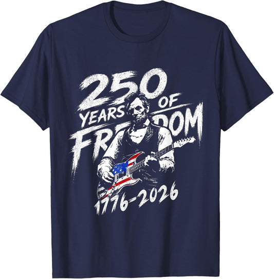 Vintage Abraham Lincoln Abe Lincoln Playing Guitar 250 Years T-Shirt - T-Shirt | Navy