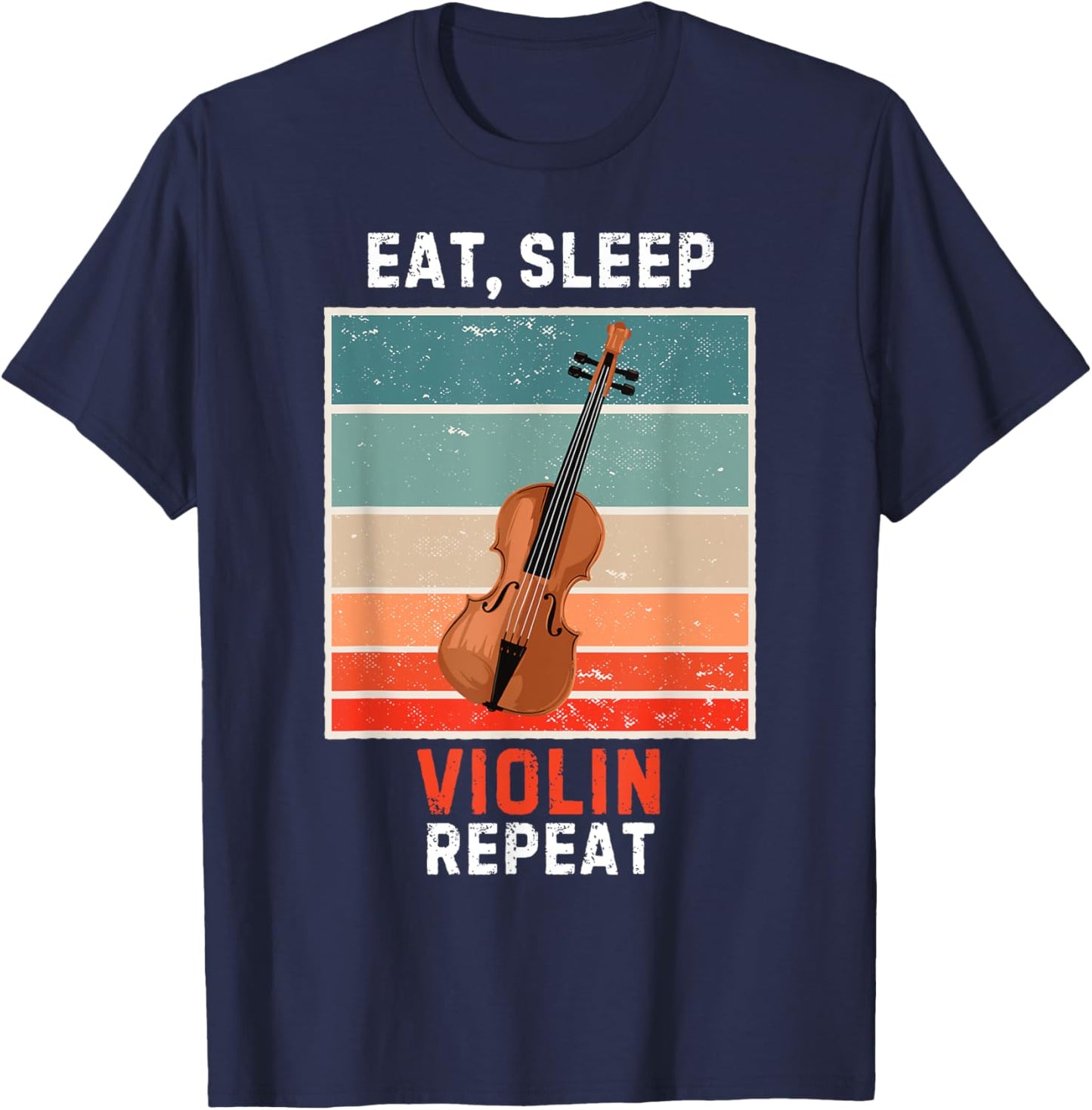 Retro Eat, Sleep Violin Repeat Vintage Grunge Violin T-Shirt - T-Shirt | Navy