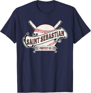 St Sebastian Patron Saint of Baseball Prayer Sports Athletes T-Shirt - T-Shirt | Navy