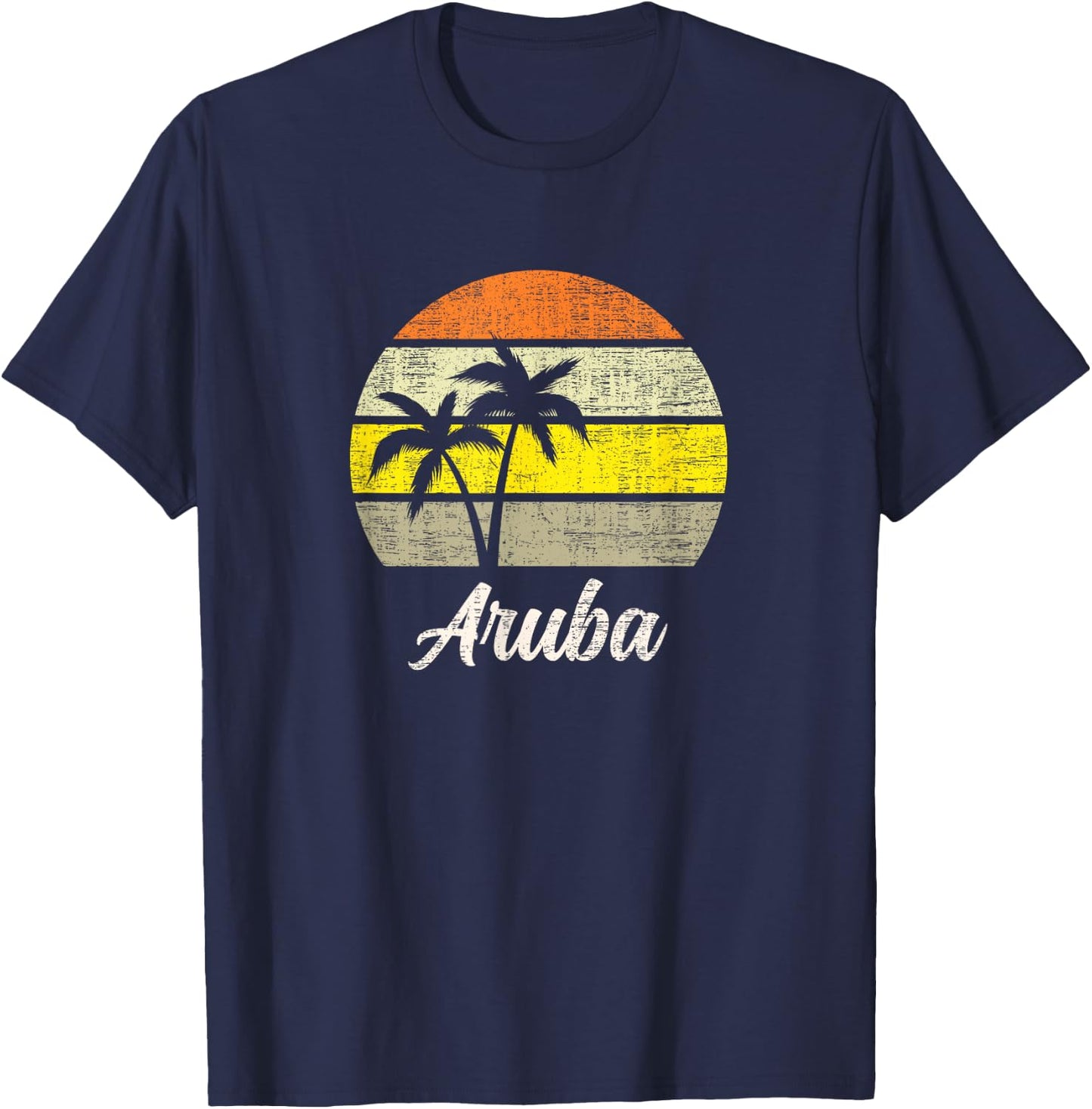 Vintage Aruba Caribbean 70s Retro Beach Surf Love Aruba T-Shirt - T-Shirt | Navy