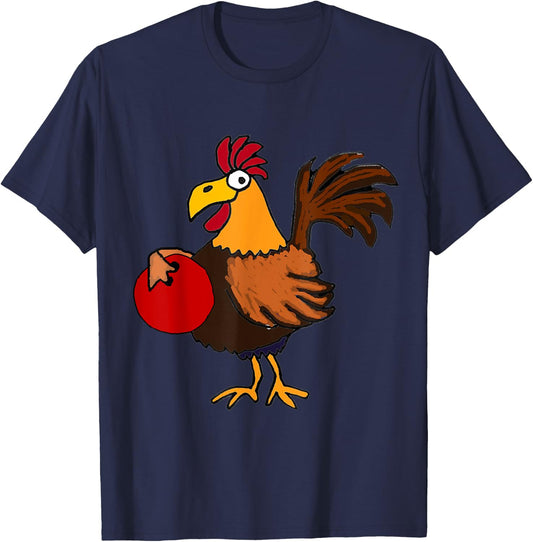 SmileteesSports Funny Rooster Bowling T-Shirt - T-Shirt | Navy