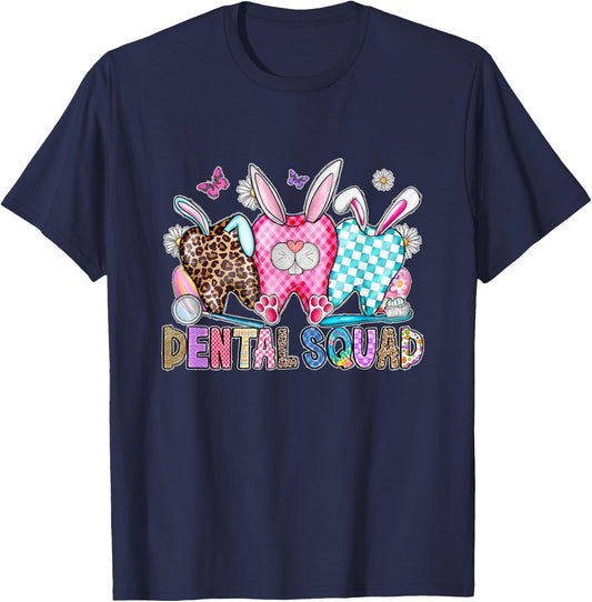 Dental Squad Tooth Dental Assistant Easter Day Easter Eggs T-Shirt - T-Shirt | Navy
