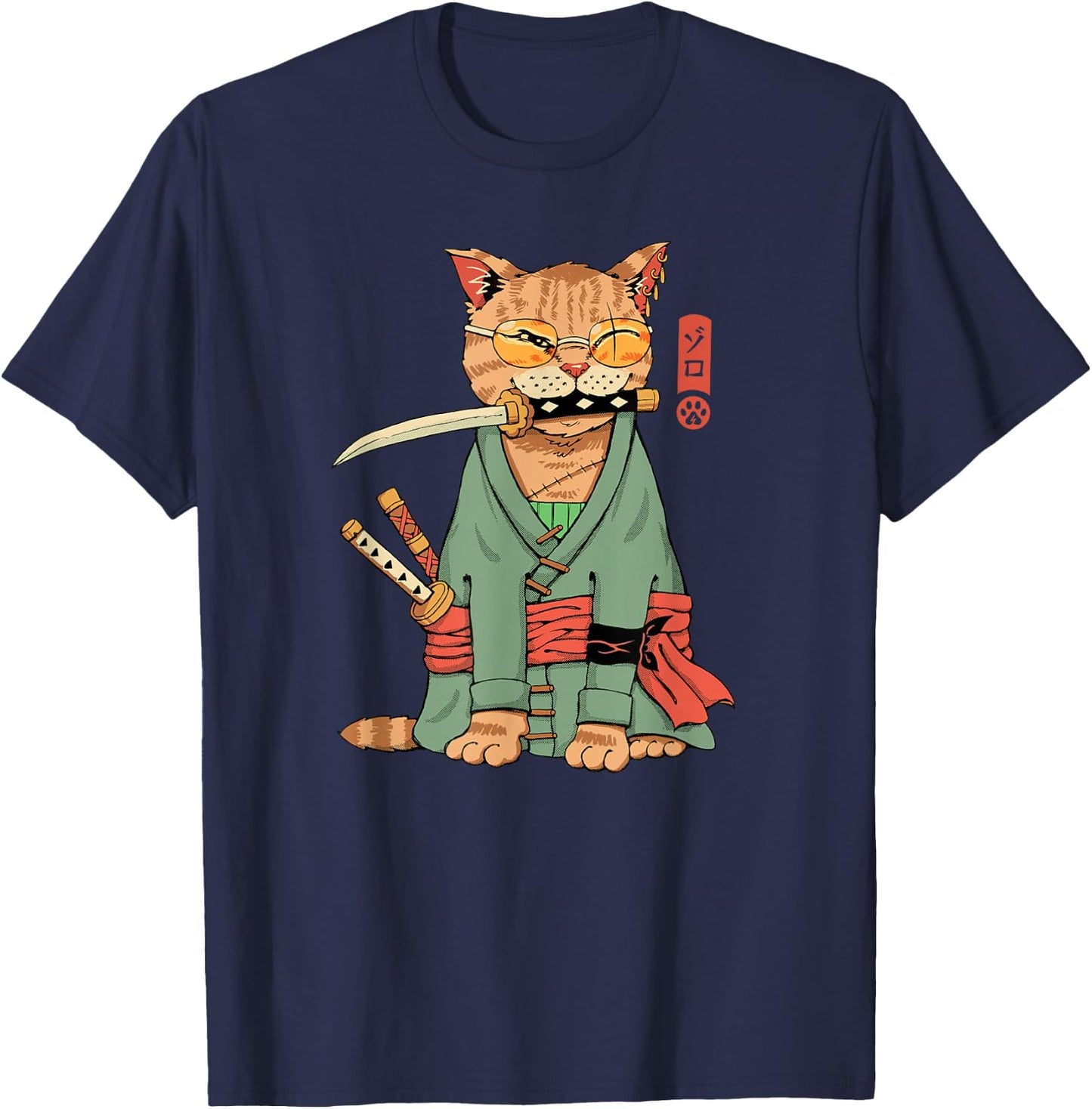Zoro Cat Warrior T-Shirt - T-Shirt | Navy