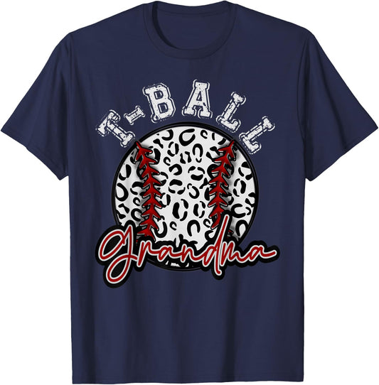 Leopard Cheetah T-ball Tball GRANDMA Shirt Woman Trendy T-Shirt - T-Shirt | Navy