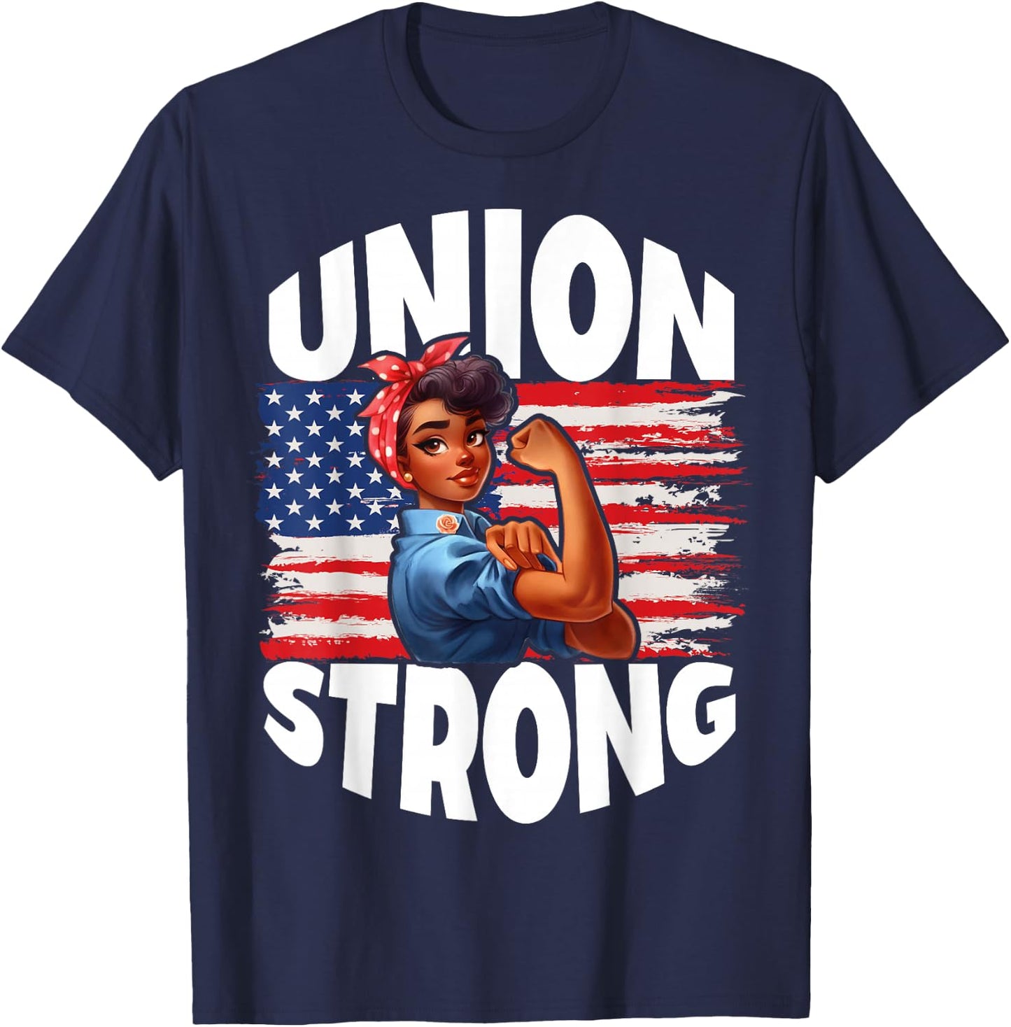 Union Strong Happy Labor Day American Flag Decor T-Shirt - T-Shirt | Navy