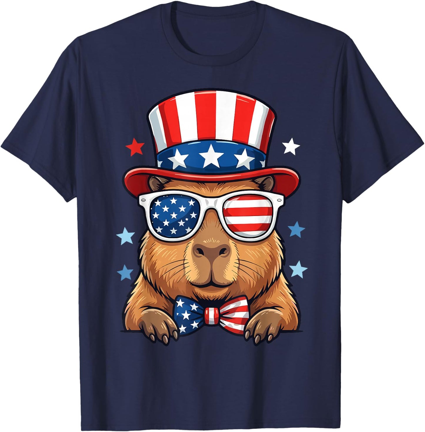 4th of July Capybara Patriotic USA T-Shirt - T-Shirt | Navy