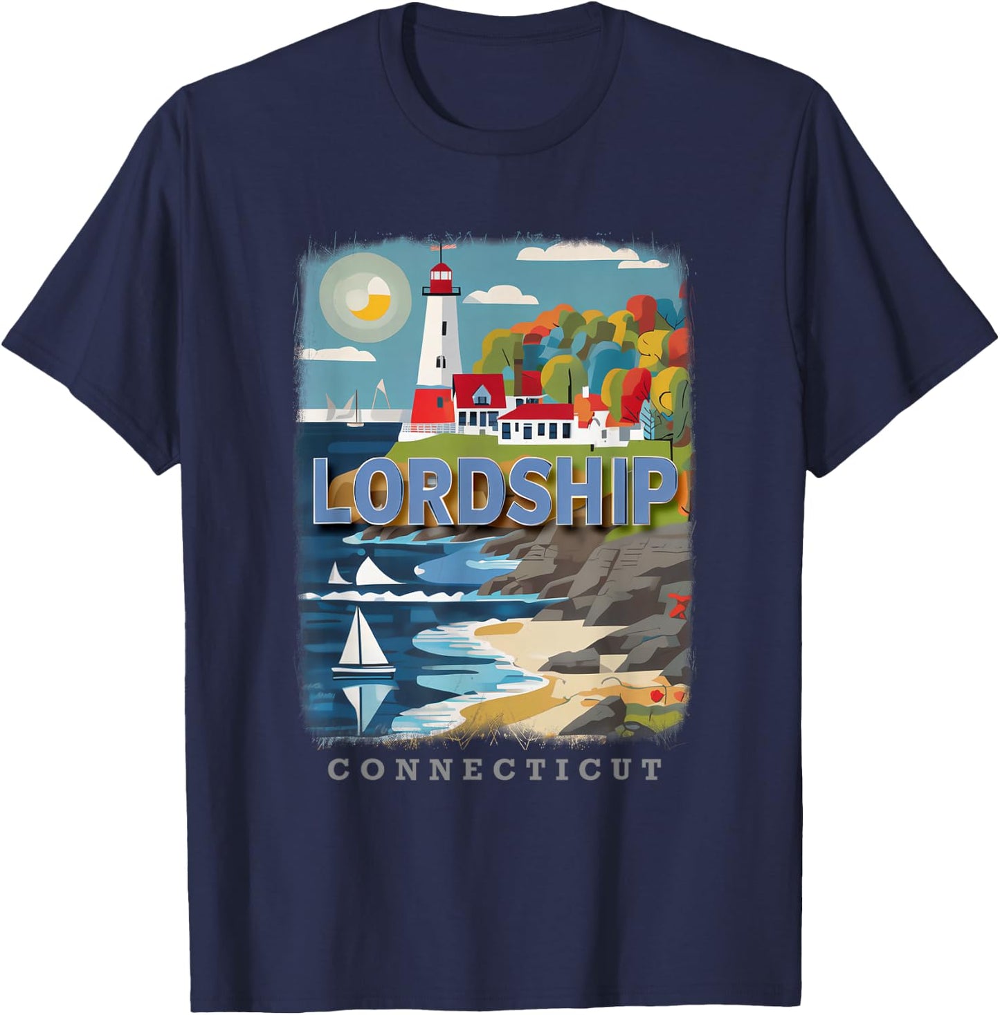 Lordship Connecticut Stratford CT Coastal Charm SD866 T-Shirt - T-Shirt | Navy