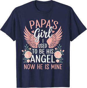 Papas Girl I Used To Be His Angel Now He Is Mine Daughters T-Shirt - T-Shirt | Navy