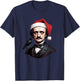 Edgar Allen Poe With a Santa Claus Hat on Christmas T-Shirt - T-Shirt | Navy