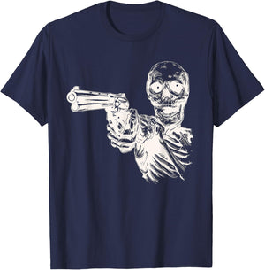 Cool skeleton with pistol T-Shirt - T-Shirt | Navy