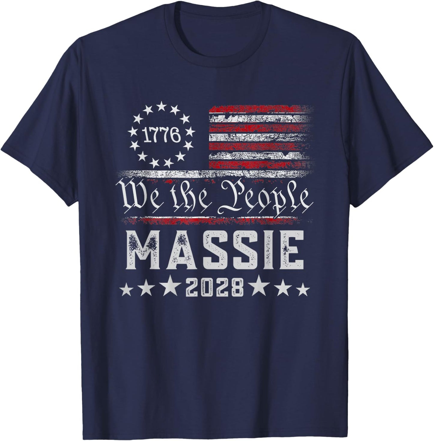 Massie 2028 for President Thomas Massie 2028 Us Flag Vintage T-Shirt - T-Shirt | Navy
