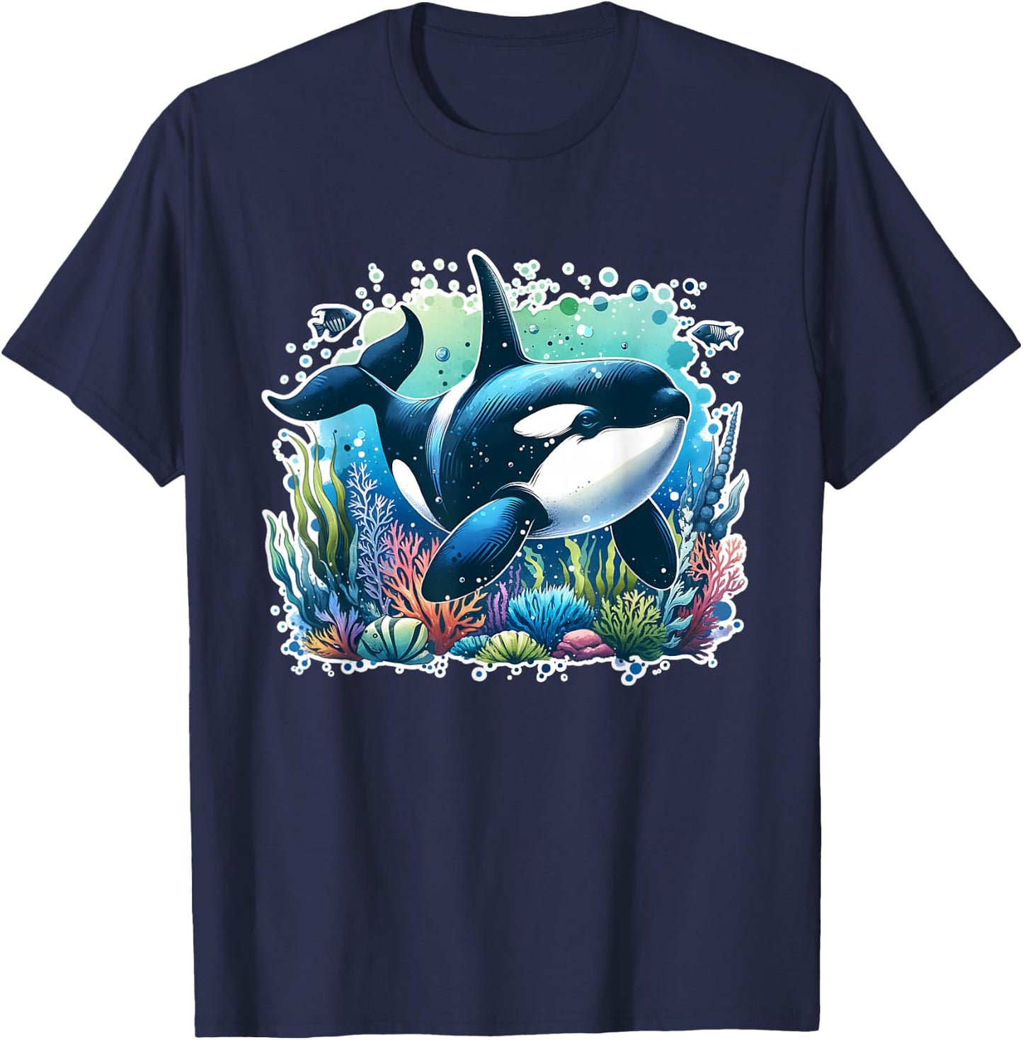 Orca Beautiful Whale Animal Graphic Orca T-Shirt - T-Shirt | Navy