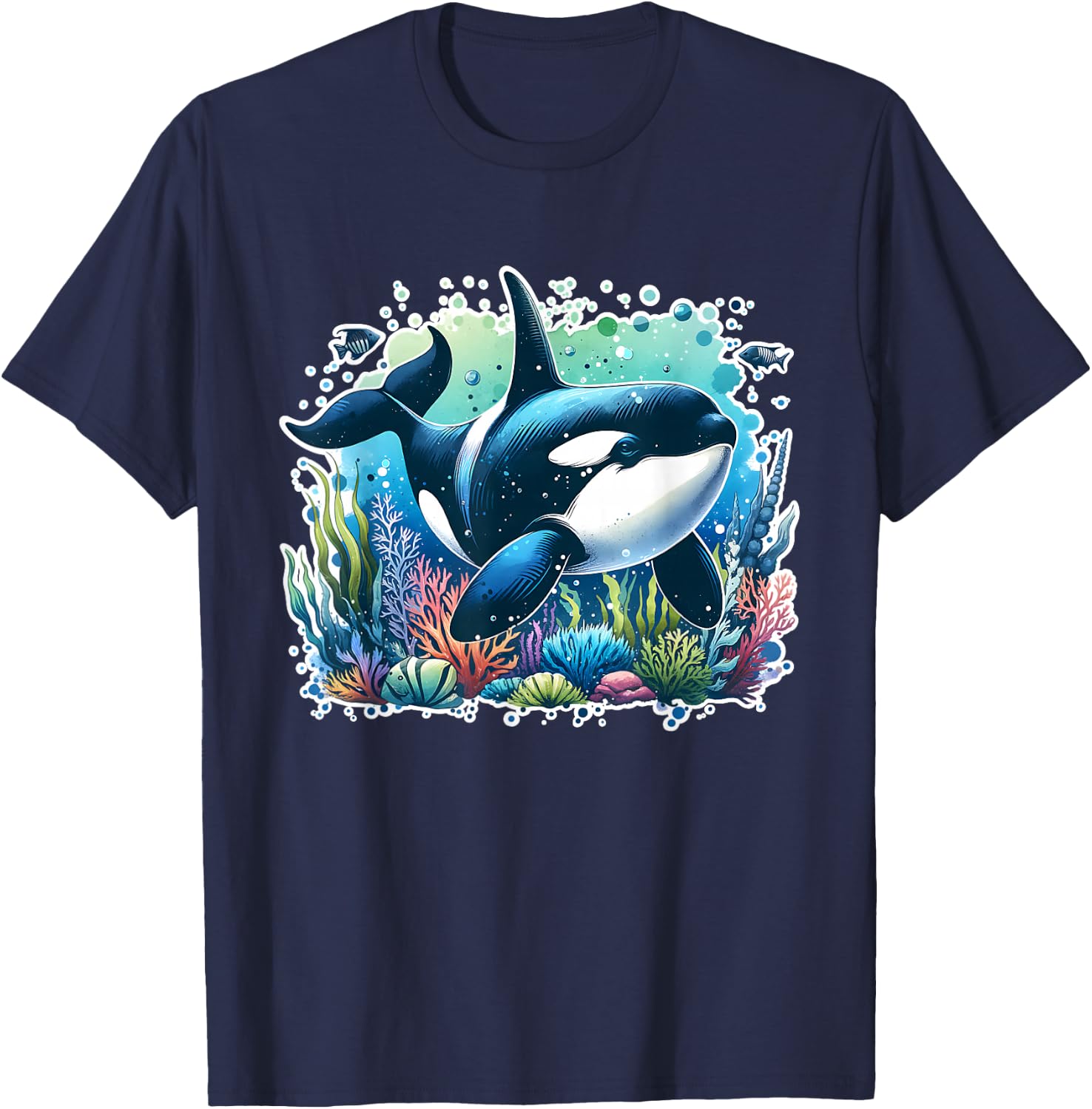 Orca Beautiful Whale Animal Graphic Orca T-Shirt - T-Shirt | Navy