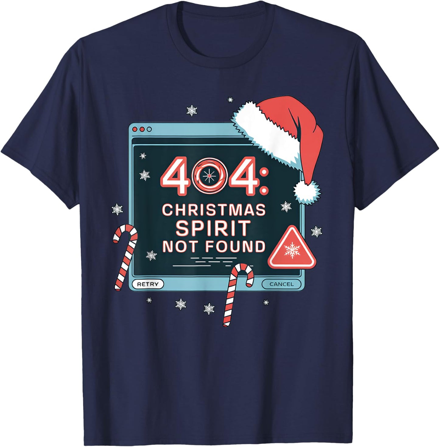 404 Error Christmas Spirit Not Found Tech Support IT Geeks T-Shirt - T-Shirt | Navy