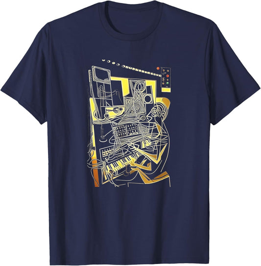 Analog Vintage Modular Synthesizer T-Shirt - T-Shirt | Navy
