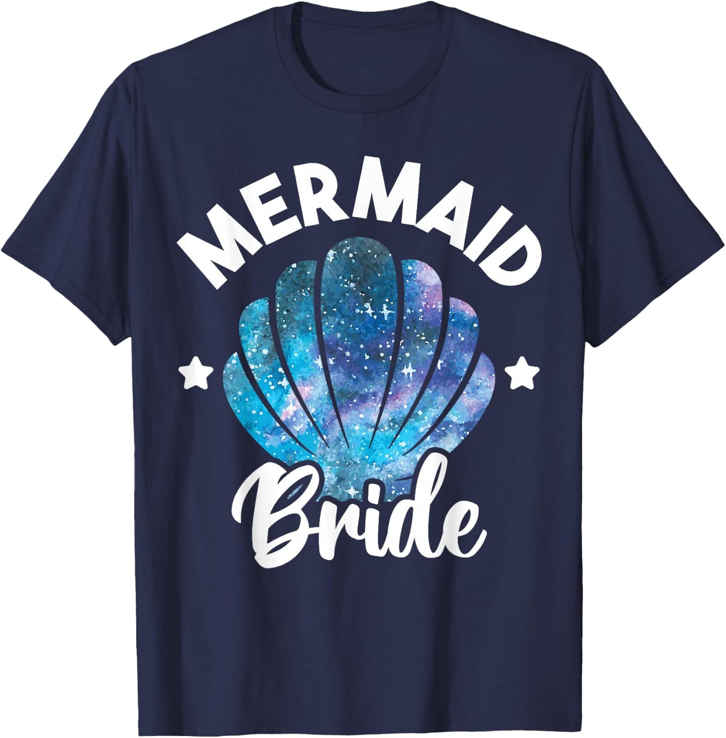 Cute Mermaid Bride Seashell Matching Mermaid Squad Party T-Shirt - T-Shirt | Navy