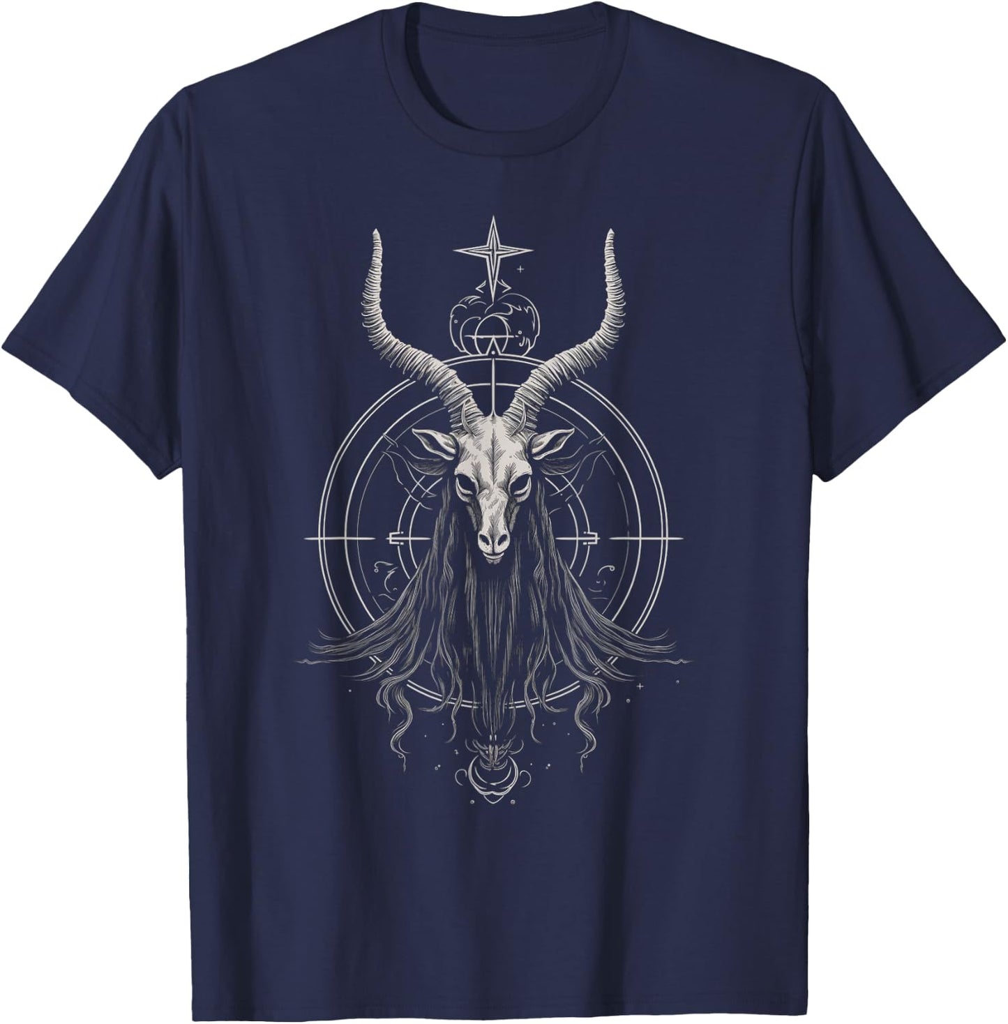 Satanic Goat Baphomet Satanist Nordic Metal Head Satanism T-Shirt - T-Shirt | Navy