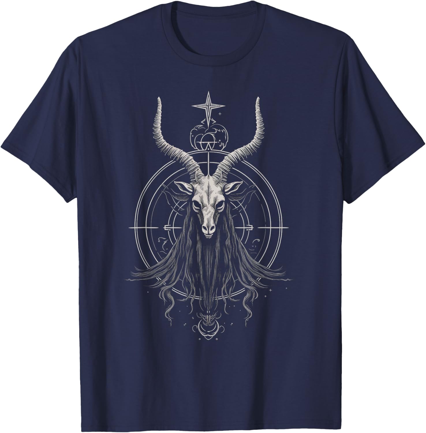 Satanic Goat Baphomet Satanist Nordic Metal Head Satanism T-Shirt - T-Shirt | Navy