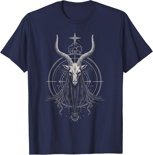 Satanic Goat Baphomet Satanist Nordic Metal Head Satanism T-Shirt - T-Shirt | Navy