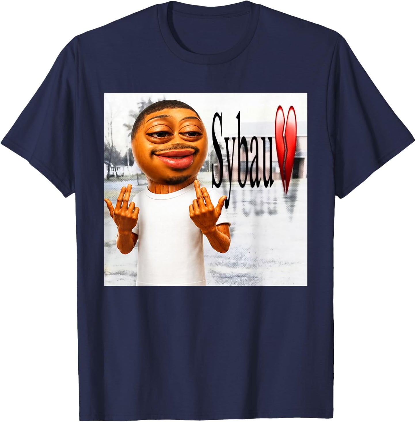 Funny Tung Tung Flight SYBAU Tuff Brainrot Meme T-Shirt - T-Shirt | Navy