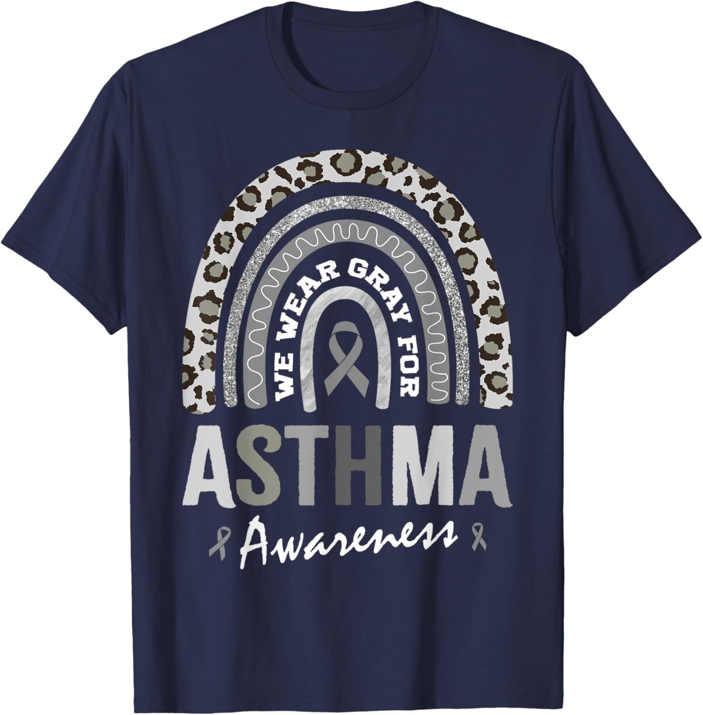 In May We Wear Gray for Asthma Awareness T-Shirt - T-Shirt | Navy