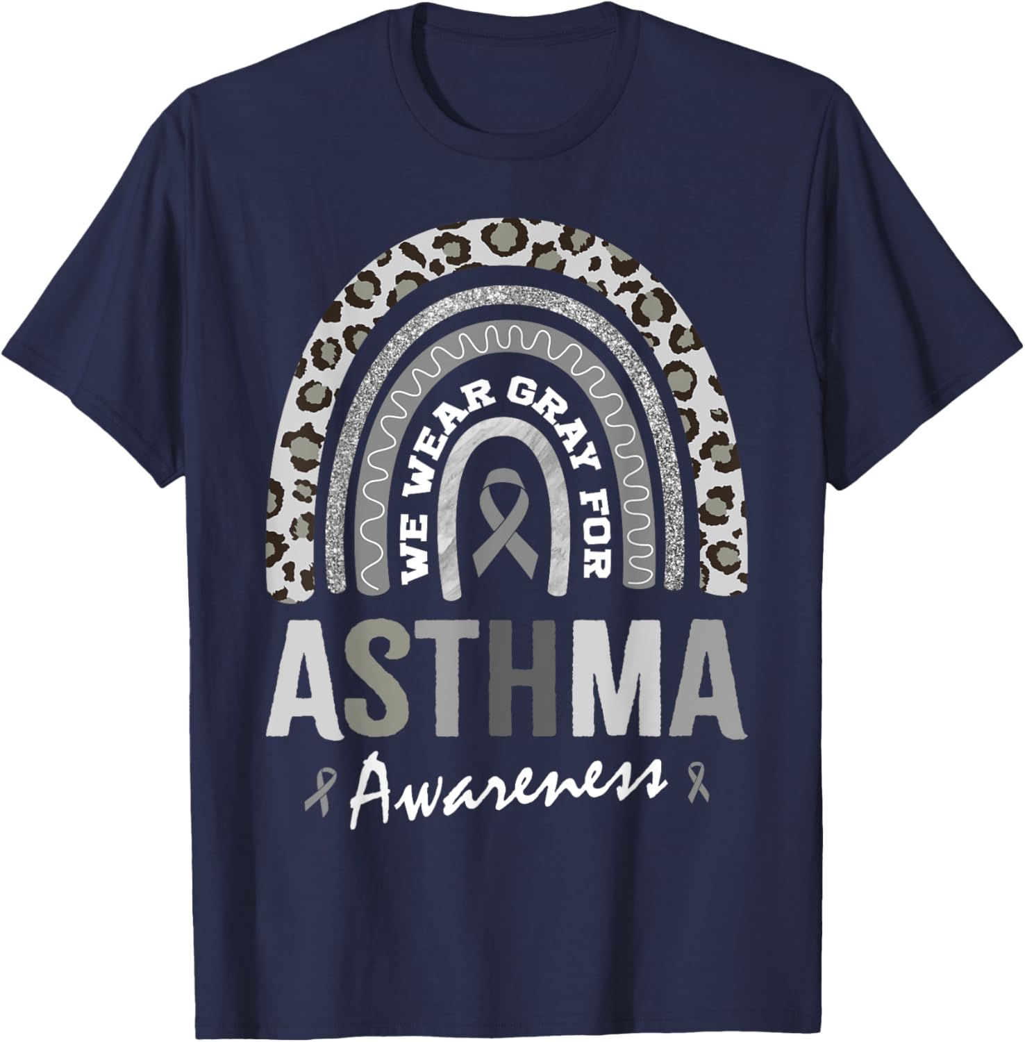 In May We Wear Gray for Asthma Awareness T-Shirt - T-Shirt | Navy