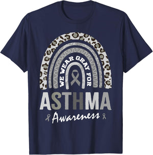 In May We Wear Gray for Asthma Awareness T-Shirt - T-Shirt | Navy