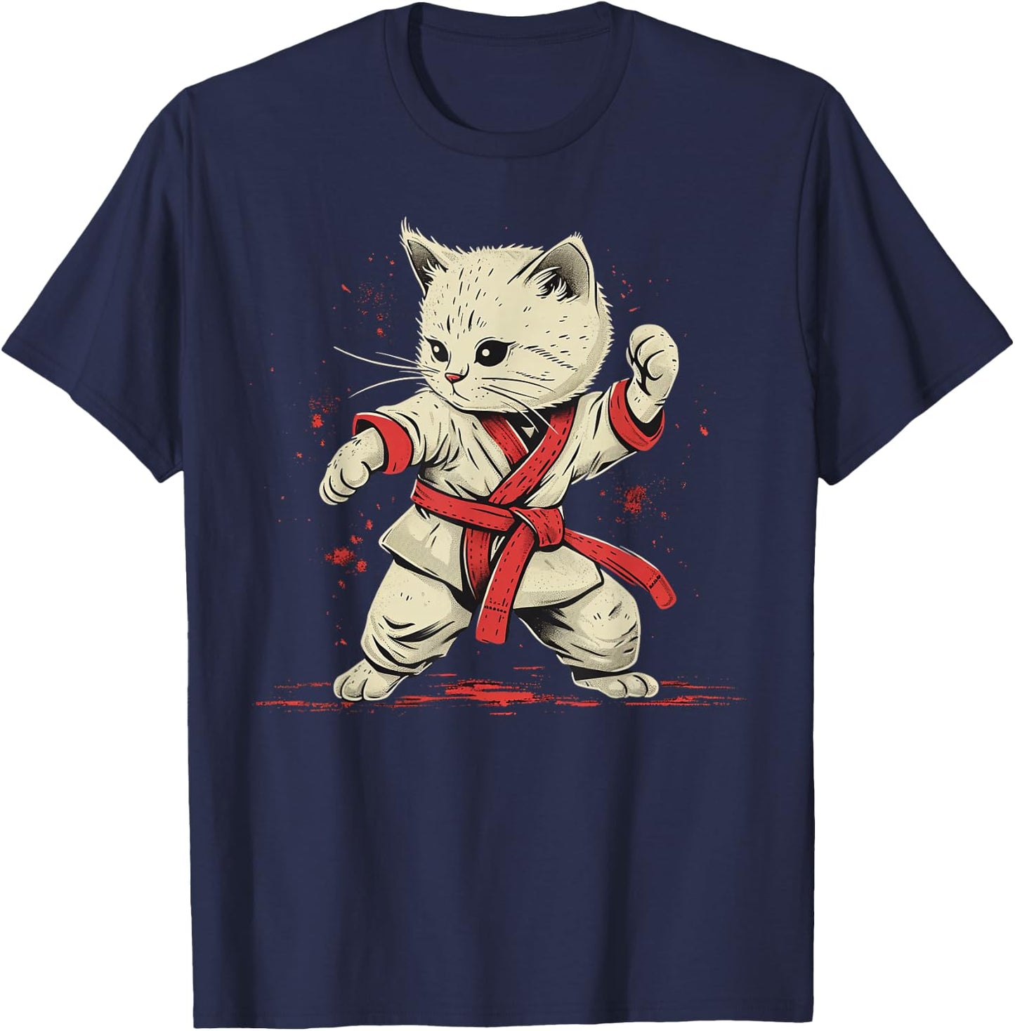 Karate Herren Damen & Kinder Katze Karateka T-Shirt - T-Shirt | Navy
