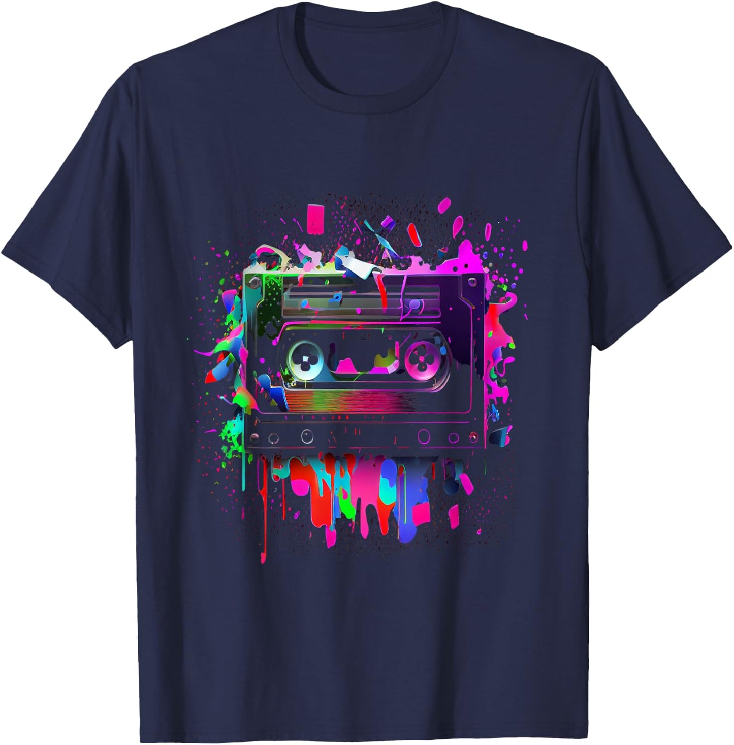 80er 90er Jahre Retro Party Verkleidung Kassette Tape T-Shirt - T-Shirt | Navy