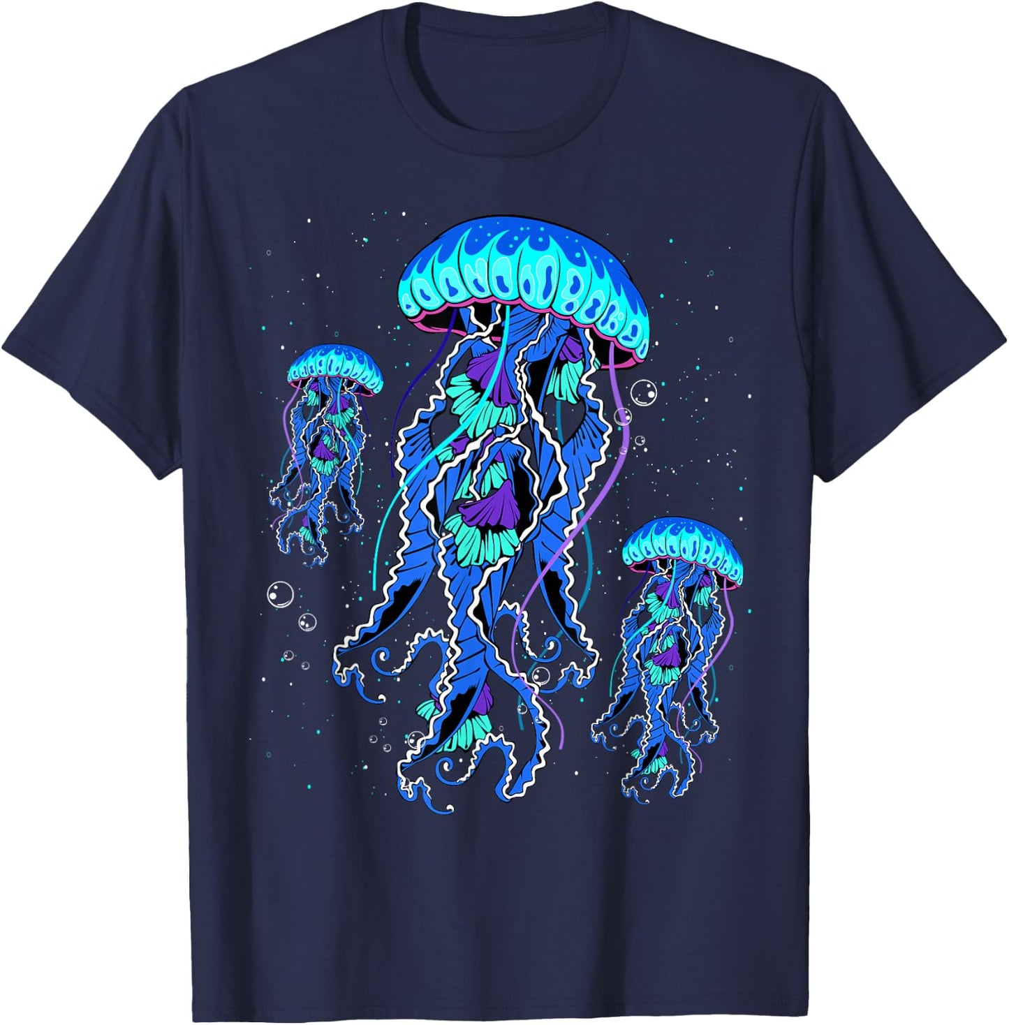 Jellyfish Medusa Jellies Blue Marine Sea Ocean Diver Surfer , black T-Shirt - T-Shirt | Navy