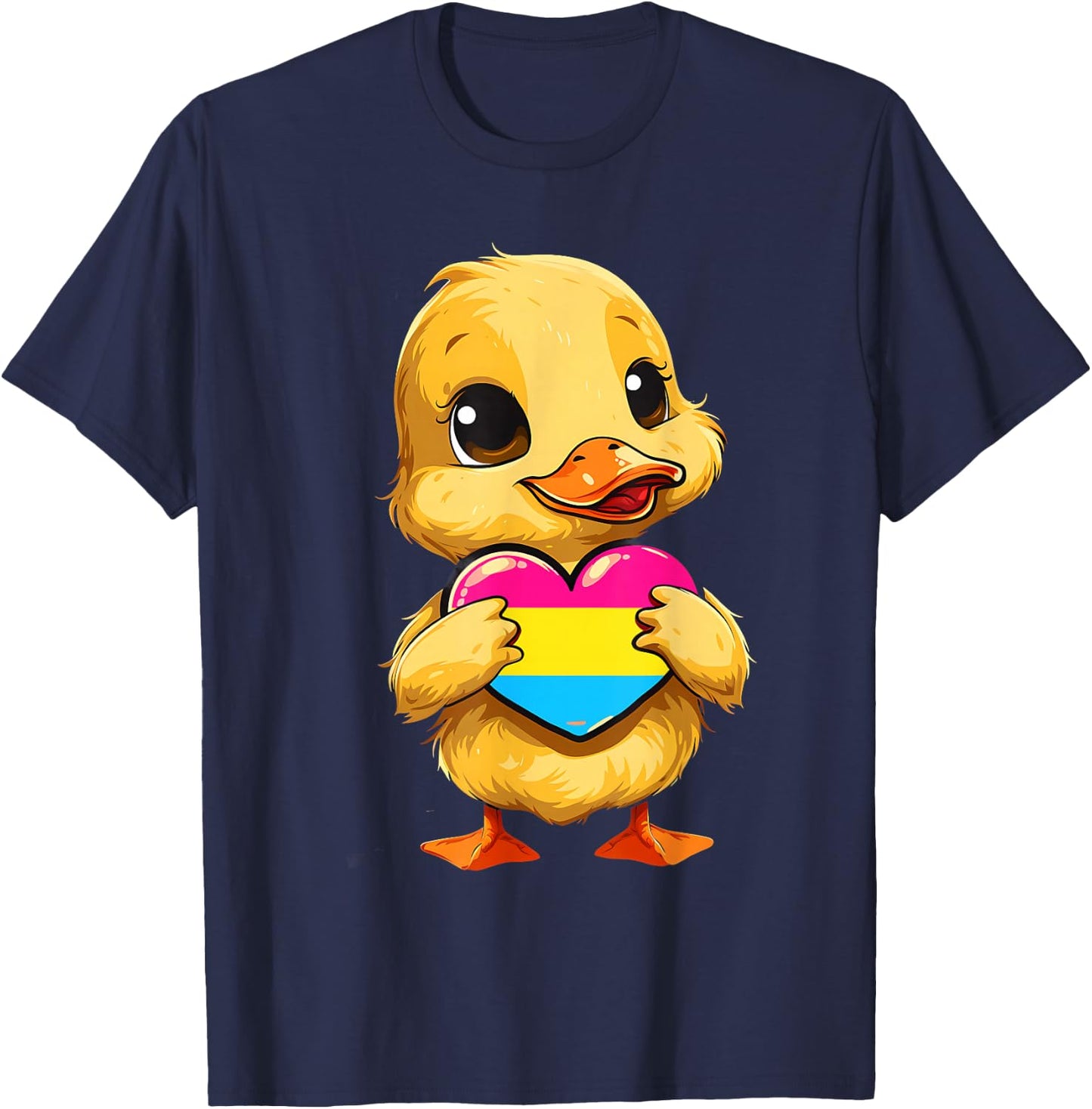 Pan Pride Duck Pansexuality Pansexual Pride Heart Pan Flag T-Shirt - T-Shirt | Navy