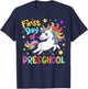 First Day Of Preschool Back To School Unicorn T-Shirt - T-Shirt | Navy