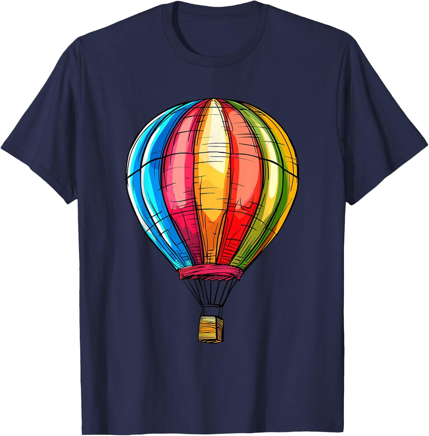 Hot Air Balloon , black T-Shirt - T-Shirt | Navy