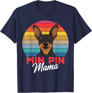 Min Pin Mama Cute Miniature Pinscher Dog Mom Girls Gift T-Shirt - T-Shirt | Navy
