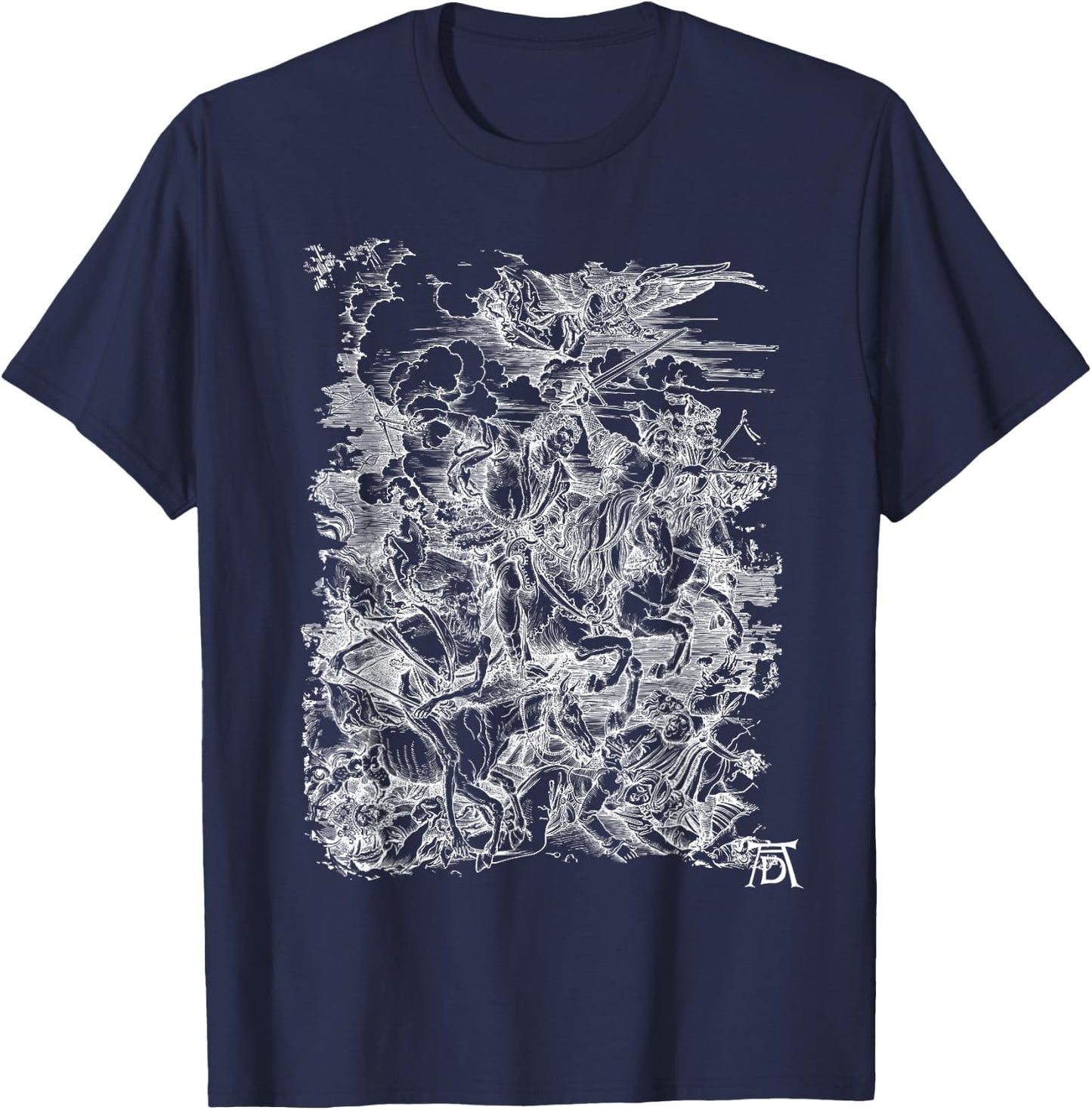 The Horsemen of the Apocalypse (1498) Dürer Armageddon Satan T-Shirt - T-Shirt | Navy