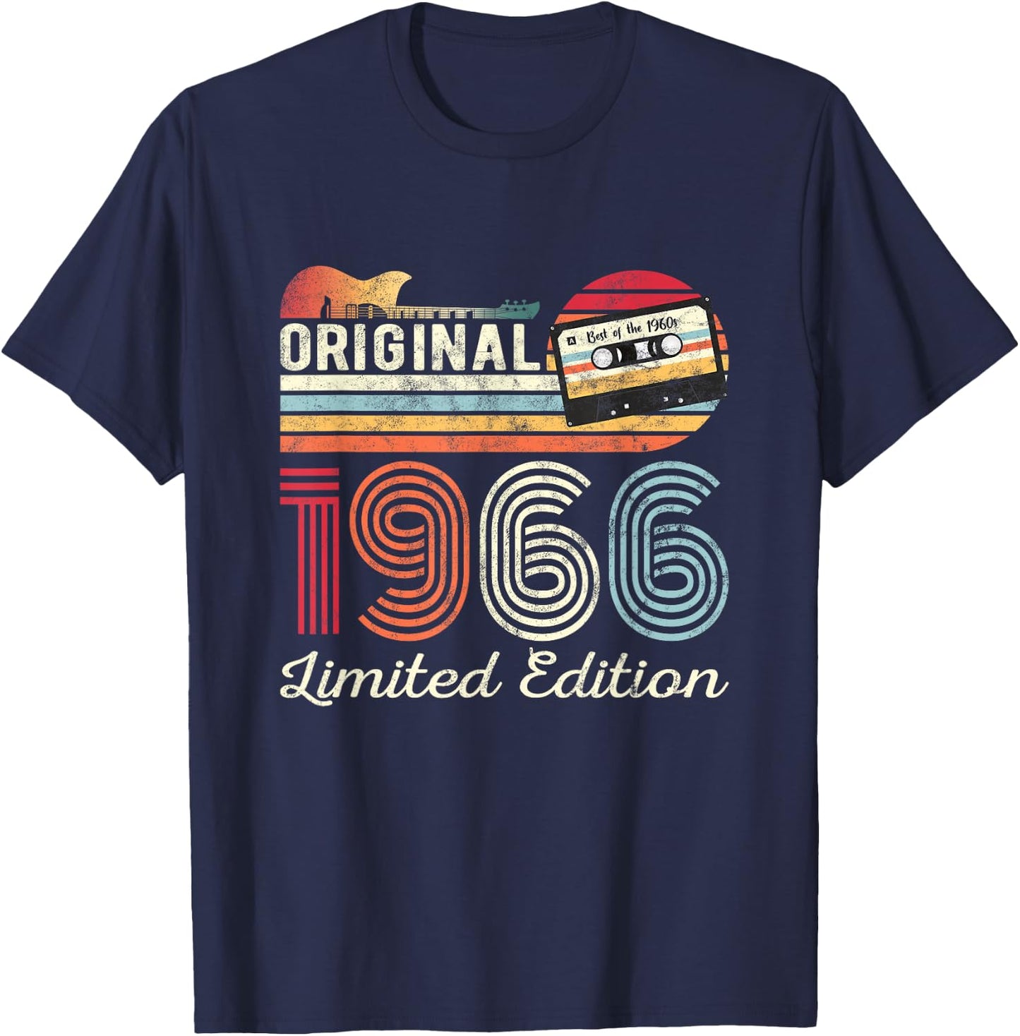 Original 1966 Geburtstag Gitarren Musiker Kassette Tape T-Shirt - T-Shirt | Navy