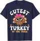Cutest Turkey At The Table Dinner Thanksgiving Women Girls T-Shirt - T-Shirt | Navy