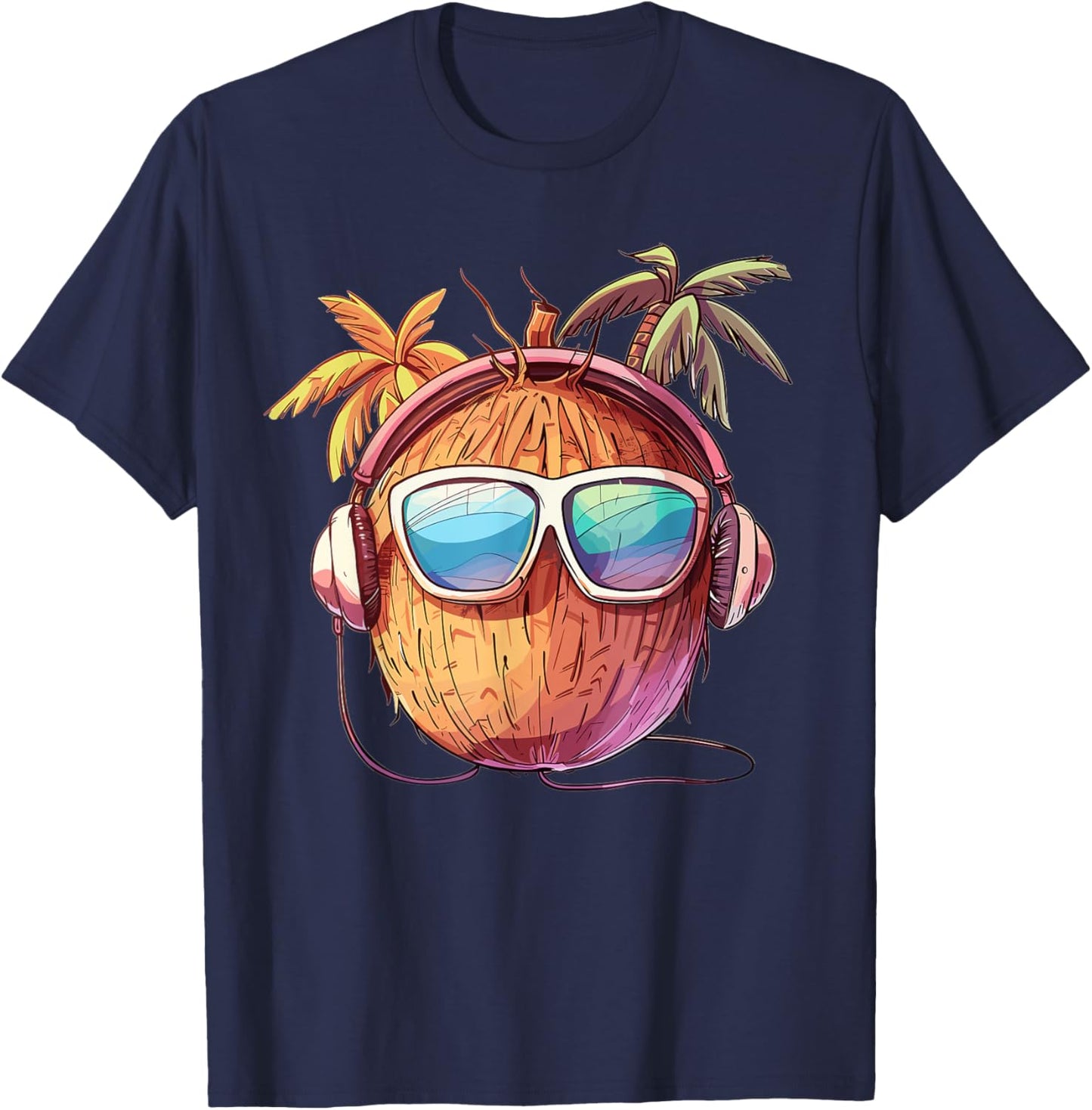 Coole Kokosnuss mit Sonnenbrille I Lustige Kokosnuss T-Shirt - T-Shirt | Navy