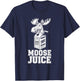 Funny Moose Drinking Moose Juice Cartoon T-Shirt - T-Shirt | Navy