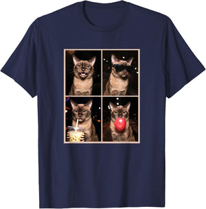 Funny Photo Booth Meme Burmese cat T-Shirt - T-Shirt | Navy
