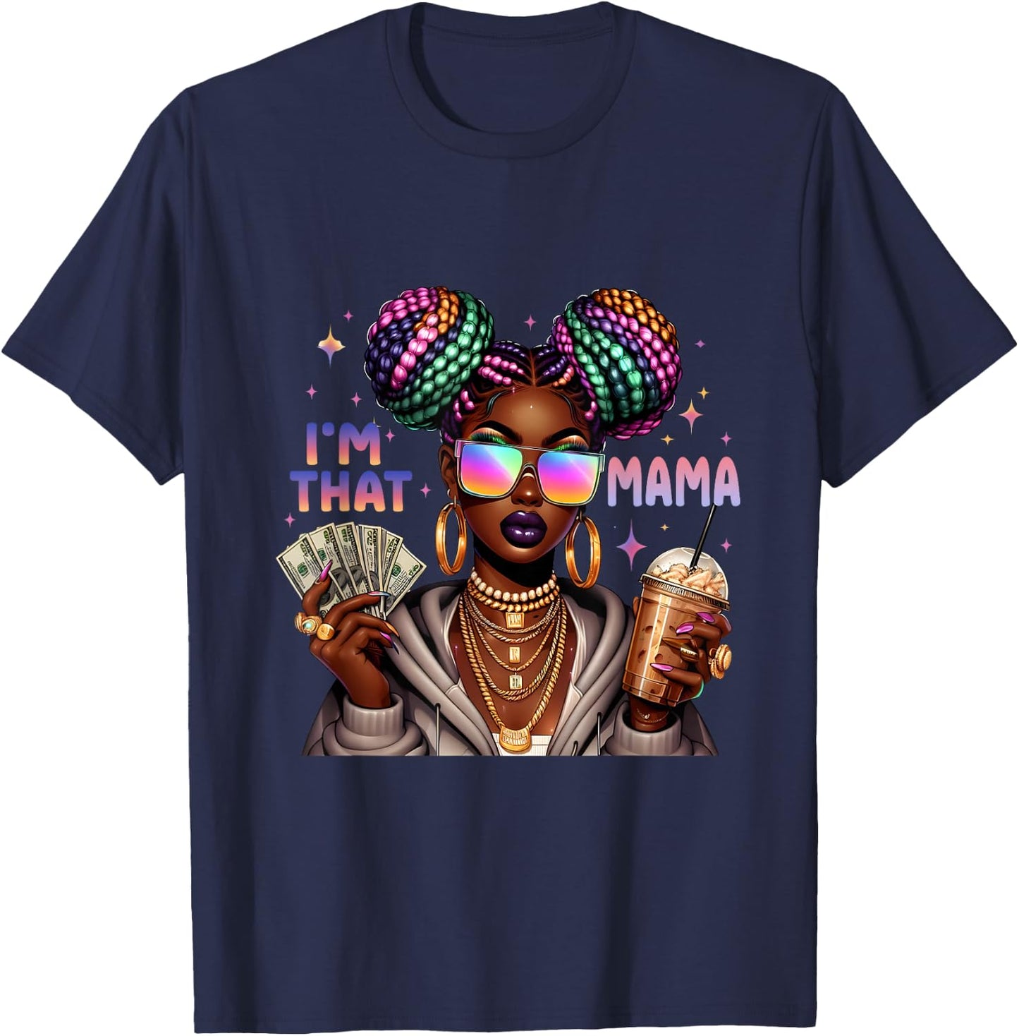 African American Melanin I'm That Mama Afro Queen T-Shirt - T-Shirt | Navy