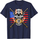 9 Ball Billiard Pool Player American Flag Skull Billiards T-Shirt - T-Shirt | Navy