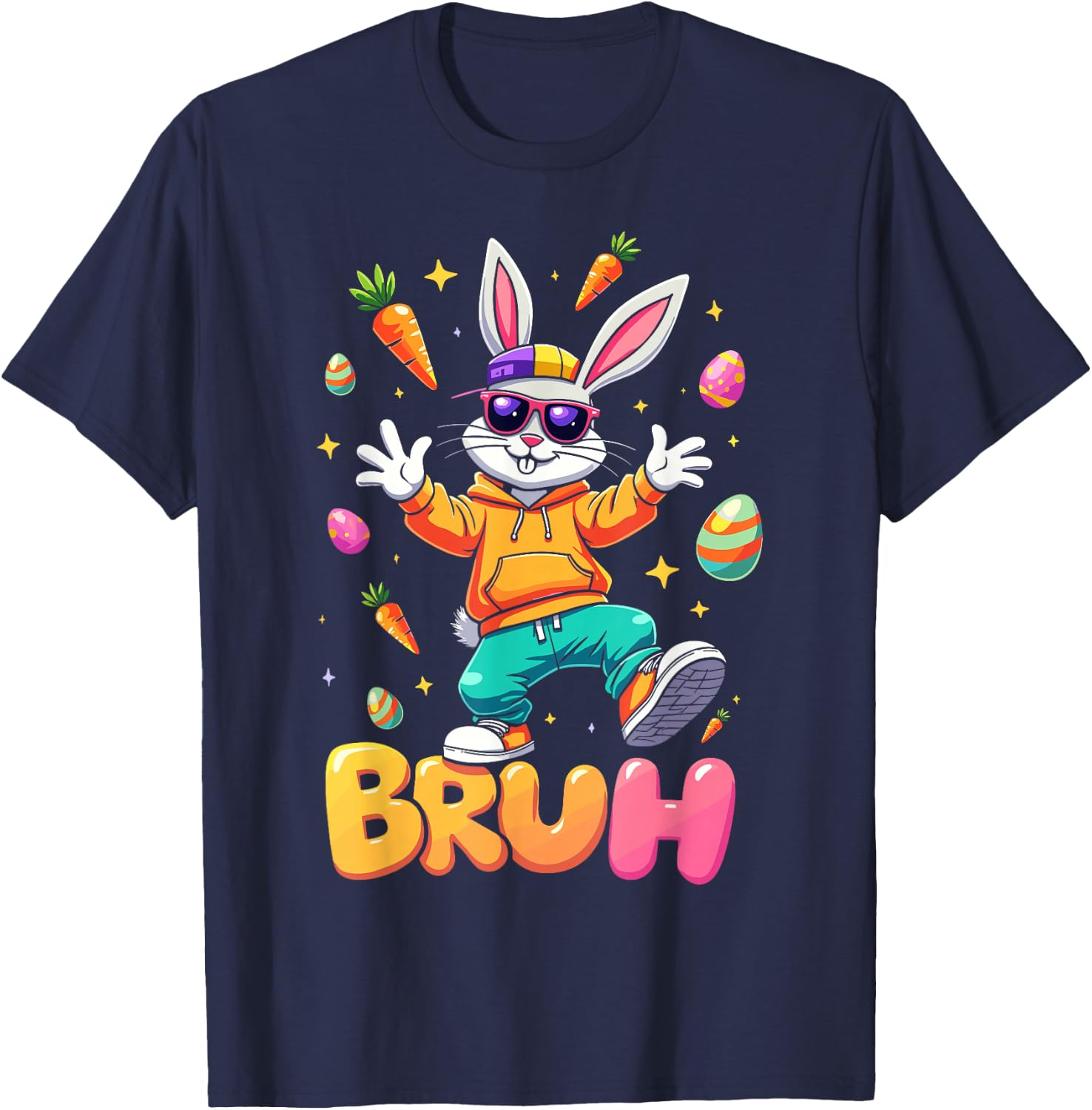 Bruh Easter Bunny Cool Dabbing Outfit Men Kids Toddler Boys T-Shirt - T-Shirt | Navy