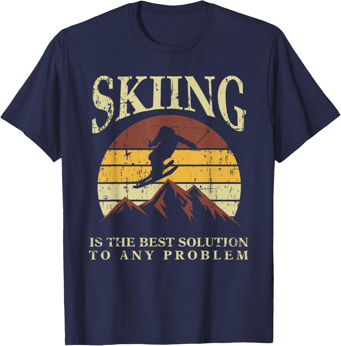 Funny Skiing Ski Skiier Winter Sports Enthusiast Gag Outfit T-Shirt - T-Shirt | Navy