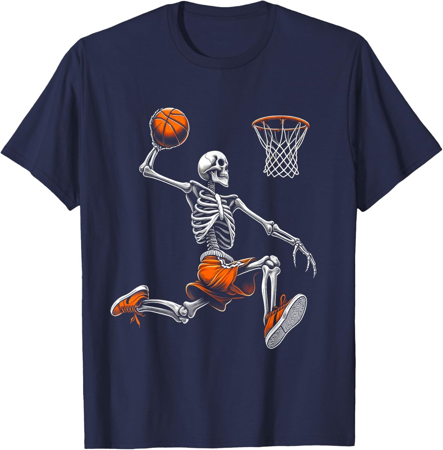 Skeleton Dunking Basketball Funny Sports Lover T-Shirt - T-Shirt | Navy