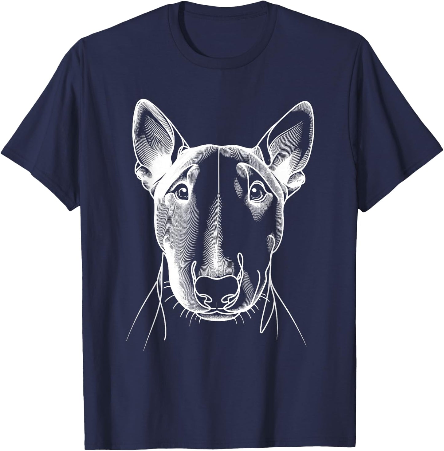 Line Art Miniature Bull Terrier Mini Bull , Black, S T-Shirt - T-Shirt | Navy