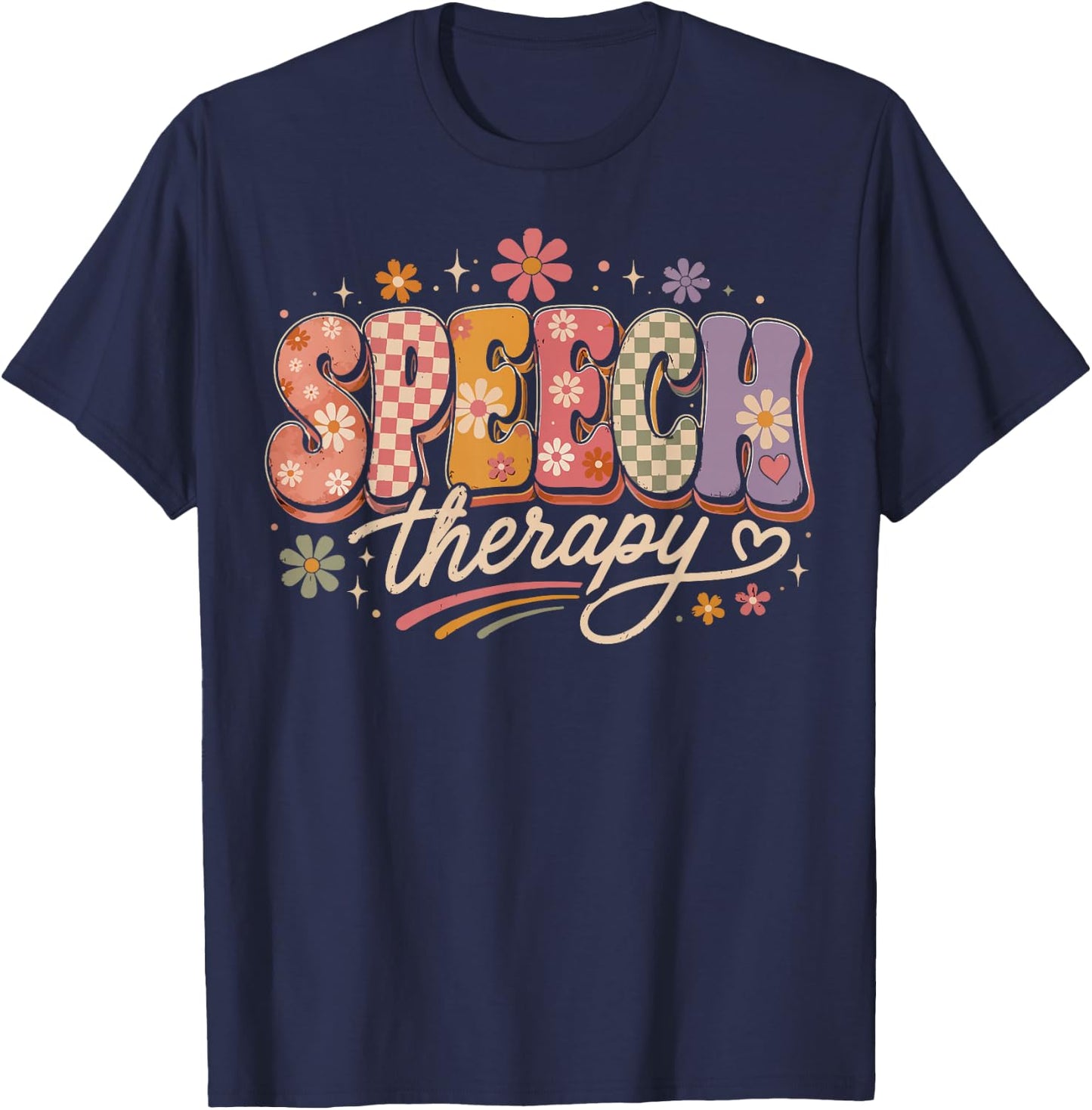 Cute Speech Therapy Speech Language Pathologist SLP Floral T-Shirt - T-Shirt | Navy