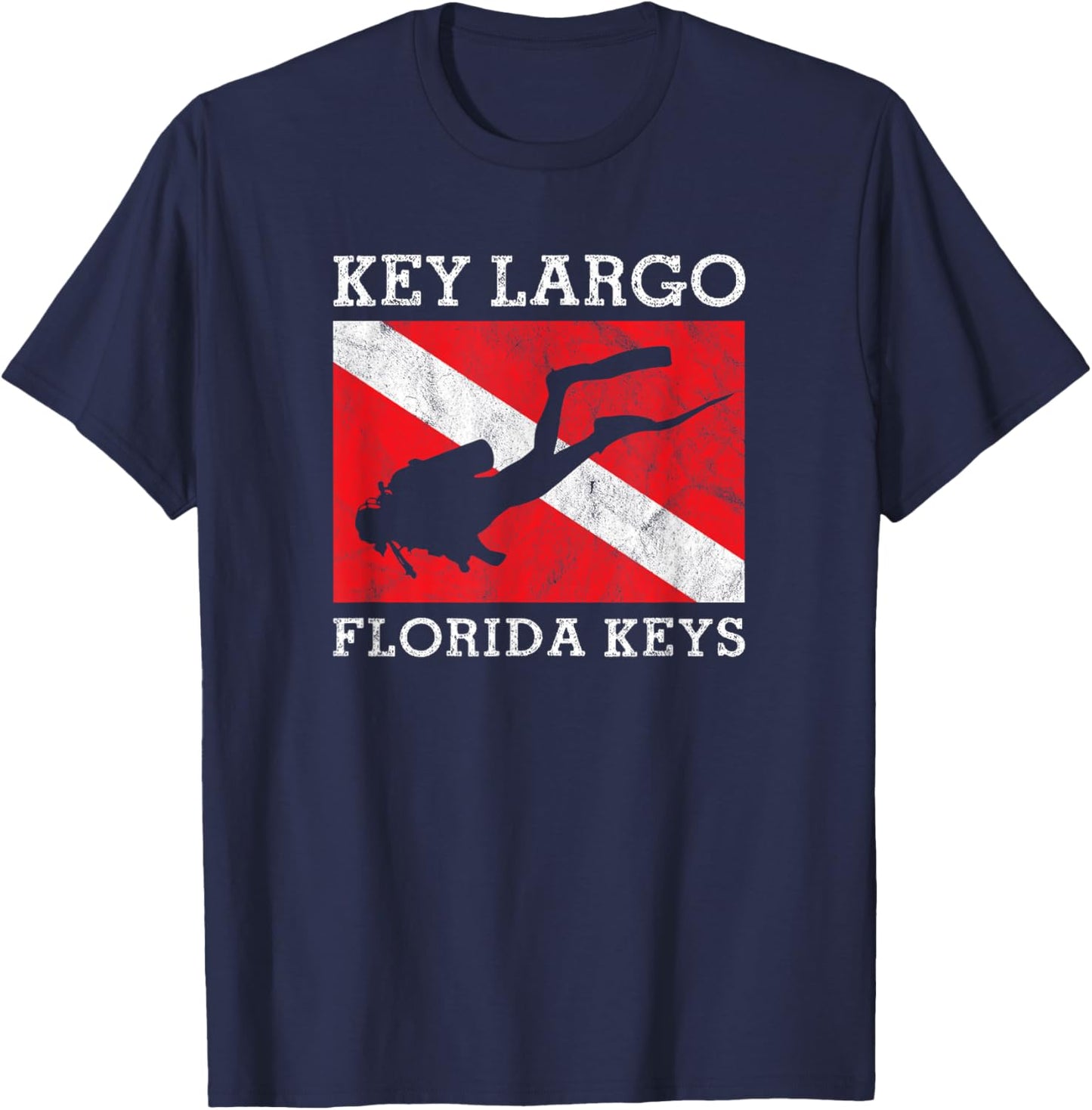 Key Largo Florida Scuba Dive Flag Souvenir T-Shirt - T-Shirt | Navy