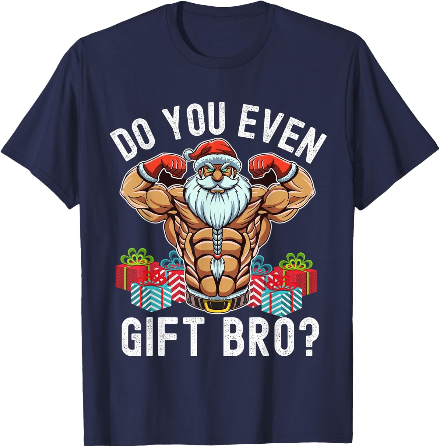 Weightlifting Bodybuilding Christmas Santa Christmas Workout T-Shirt - T-Shirt | Navy